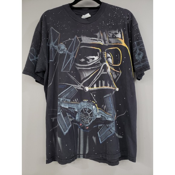 Vintage Darth Vader All Over‎ Full Front Print Star Wars Promo Large Tie Fighter